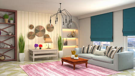 Interior of the living room. 3D illustration.の写真素材