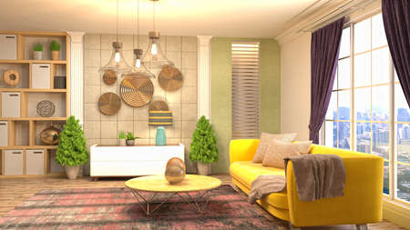 Interior of the living room. 3D illustration.の写真素材