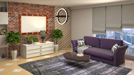 Interior of the living room. 3D illustration.の写真素材
