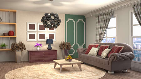 Interior of the living room. 3D illustration.の写真素材