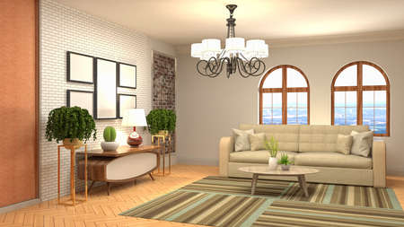 Interior of the living room. 3D illustration.の写真素材