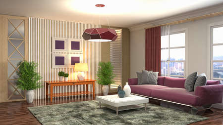 Interior of the living room. 3D illustration.の写真素材
