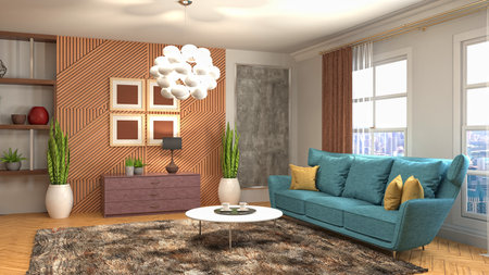Interior of the living room. 3D illustration.の写真素材