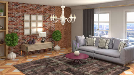 Interior of the living room. 3D illustration.の写真素材