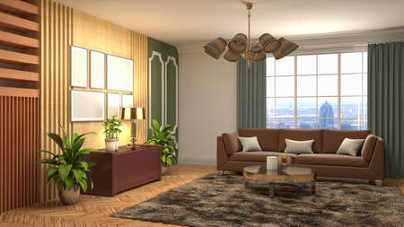 Interior of the living room. 3D illustration.の写真素材