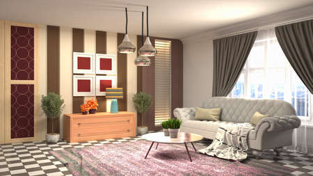 Interior of the living room. 3D illustration.の写真素材