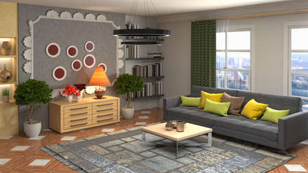 Interior of the living room. 3D illustration.の写真素材
