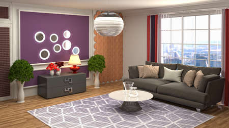 Interior of the living room. 3D illustration.の写真素材