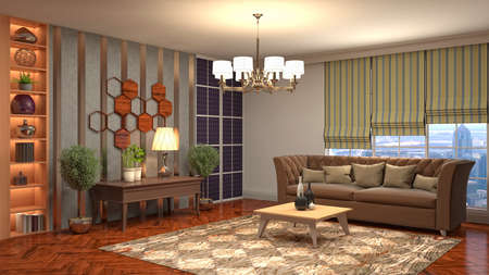 Interior of the living room. 3D illustration.の写真素材