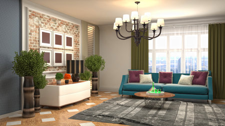 Interior of the living room. 3D illustration.の写真素材