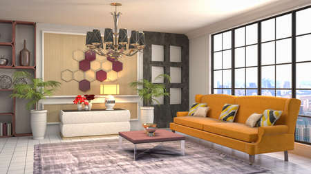 Interior of the living room. 3D illustration.の写真素材