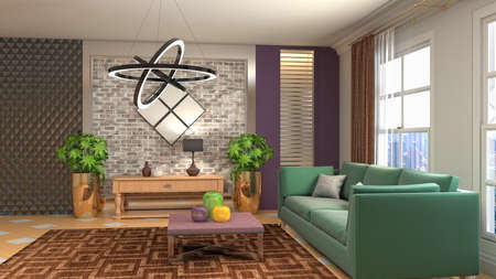 Interior of the living room. 3D illustration.の写真素材
