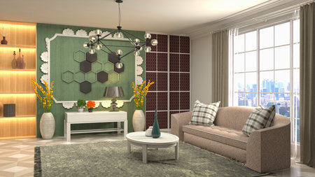 Interior of the living room. 3D illustration.の写真素材
