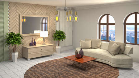 Interior of the living room. 3D illustration.の写真素材