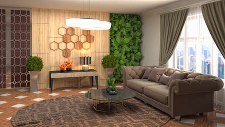 Interior of the living room. 3D illustration.の写真素材