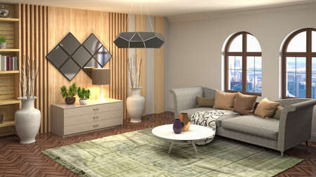 Interior of the living room. 3D illustration.の写真素材