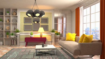 Interior of the living room. 3D illustration.の写真素材