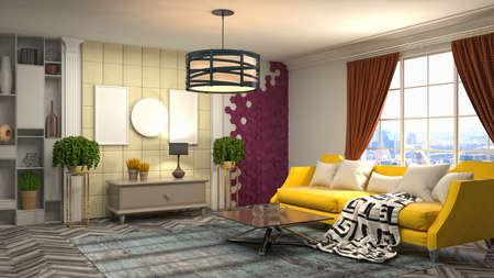 Interior of the living room. 3D illustration.の写真素材