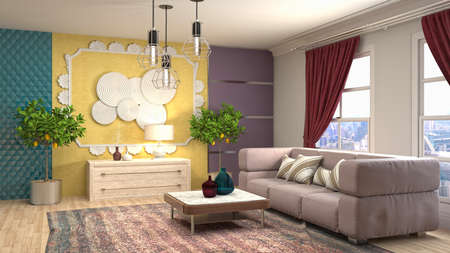 Interior of the living room. 3D illustration.の写真素材