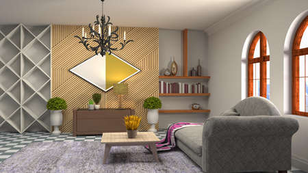 Interior of the living room. 3D illustration.の写真素材
