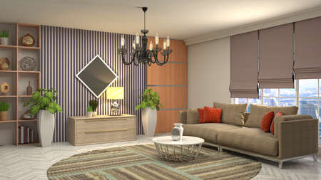 Interior of the living room. 3D illustration.の写真素材