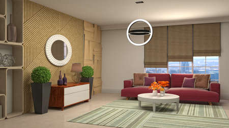 Interior of the living room. 3D illustration.の写真素材