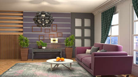 Interior of the living room. 3D illustration.の写真素材
