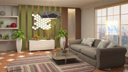 Interior of the living room. 3D illustration.の写真素材