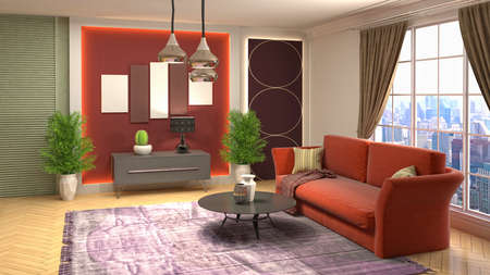 Interior of the living room. 3D illustration.の写真素材