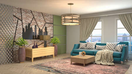 Interior of the living room. 3D illustration.の写真素材