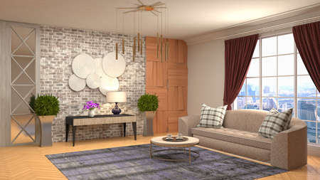 Interior of the living room. 3D illustration.の写真素材
