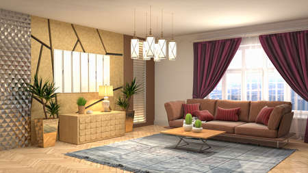 Interior of the living room. 3D illustration.の写真素材
