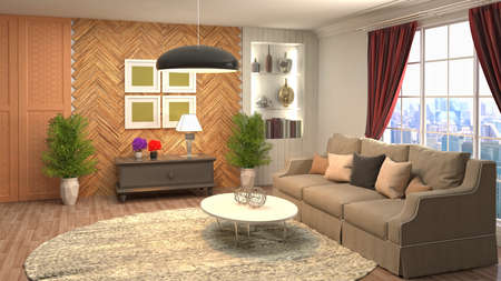Interior of the living room. 3D illustration.の写真素材