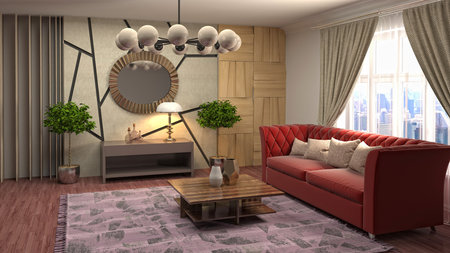 Interior of the living room. 3D illustration.の写真素材