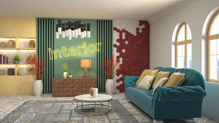 Interior of the living room. 3D illustration.の写真素材