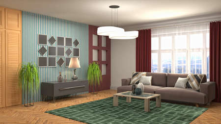 Interior of the living room. 3D illustration.の写真素材