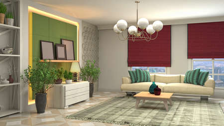Interior of the living room. 3D illustration.の写真素材