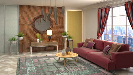Interior of the living room. 3D illustration.の写真素材