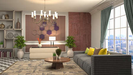 Interior of the living room. 3D illustration.の写真素材