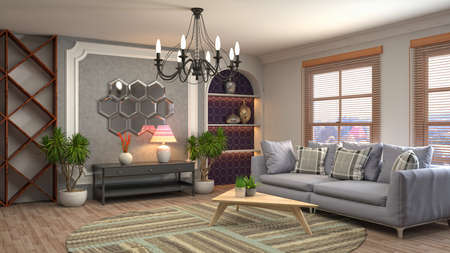 Interior of the living room. 3D illustration.の写真素材