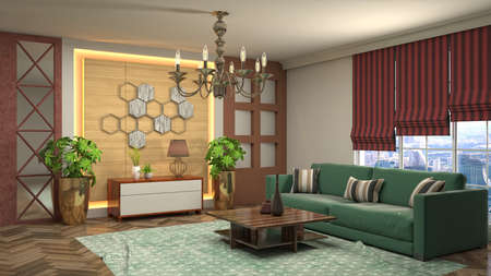 Interior of the living room. 3D illustration.の写真素材