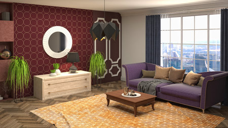 Interior of the living room. 3D illustration.の写真素材