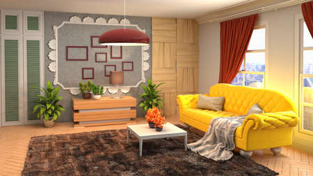 Interior of the living room. 3D illustration.の写真素材