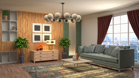 Interior of the living room. 3D illustration.の写真素材