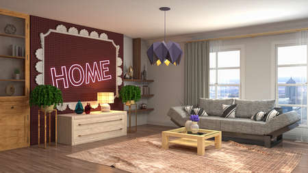 Interior of the living room. 3D illustration.の写真素材