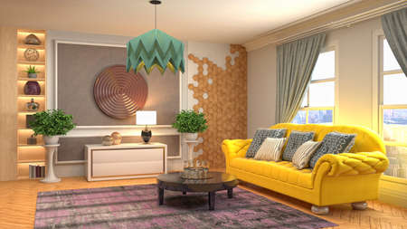 Interior of the living room. 3D illustration.の写真素材