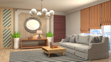 Interior of the living room. 3D illustration.の写真素材