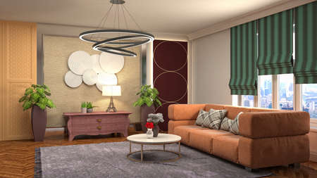 Interior of the living room. 3D illustration.の写真素材