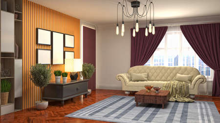 Interior of the living room. 3D illustration.の写真素材