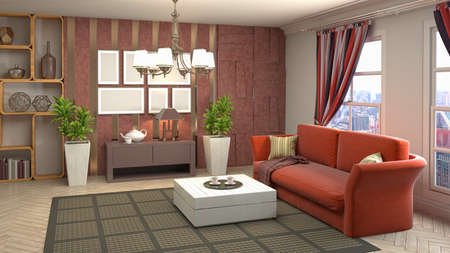 Interior of the living room. 3D illustration.の写真素材